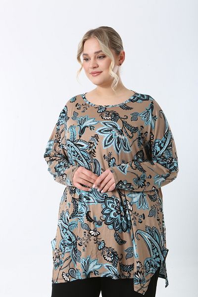 XL Modam Women's Digital Looked Long Sleeve Large Size Tunic