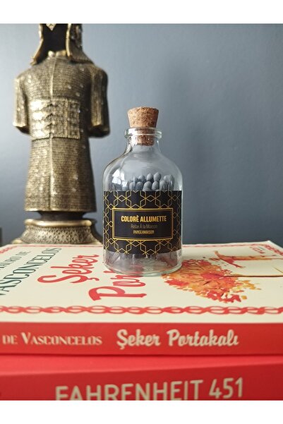 Vagonik Dekoratif Şık Sarı Çizgili Kibrit Şişesi