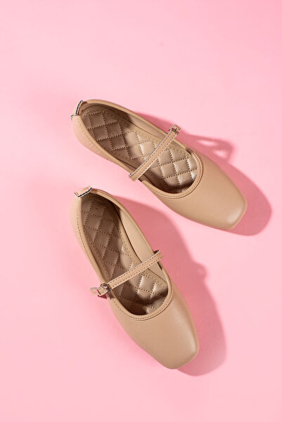 FUGA MODA Μπαλαρίνες με λουράκι με δερμάτινη αγκράφα Belton Mink