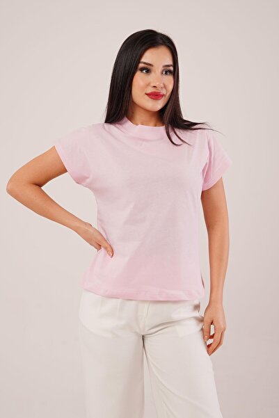 Hipo Trend Βασικό μπλουζάκι με όρθιο γιακά με κοντό μανίκι