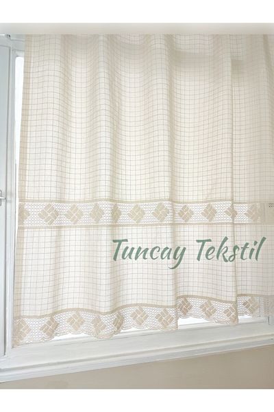 TUNCAY TEKSTİL Monika Curtain - 100% Cotton, Lace, Authentic Sunshade Curtain - Width X Size