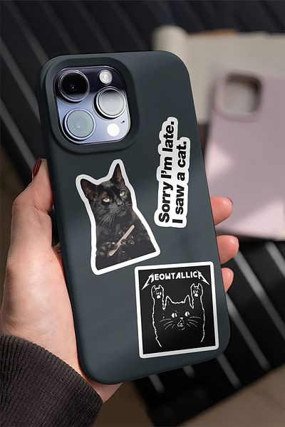 AR Sticker مجموعة من 6 ملصقات للكمبيوتر المحمول على شكل قطة