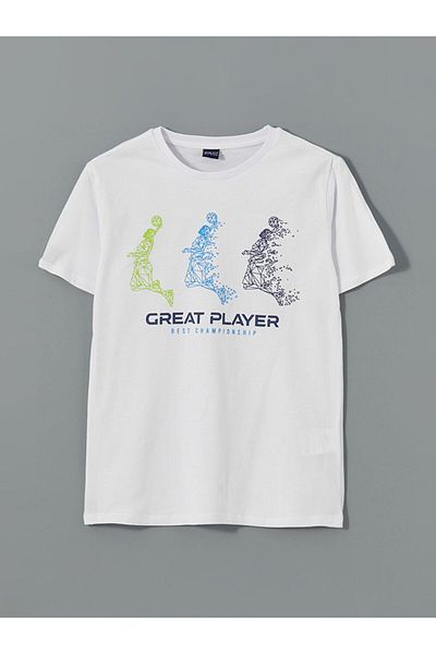 LC Waikiki Tricou pentru băiat cu imprimeu cu gât crew de sezon nou - S5H479Z4