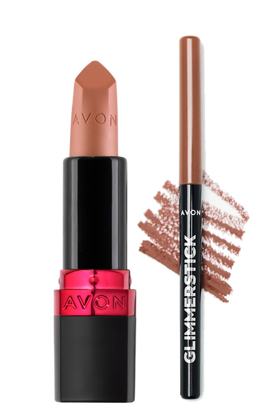 AVON Ultra Mat Ruj Au Naturale Ve Glimmerstick Dudak Kalemi Nude Paketi