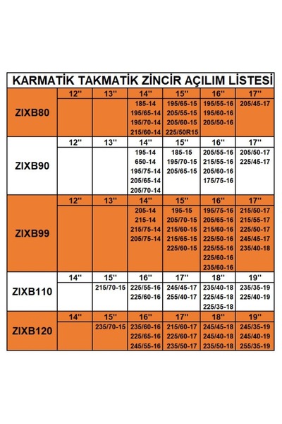 Space Premium Takmatik Kar Zinciri Pratik Kullanışlı Tüm Ebatlar Için Grup:11