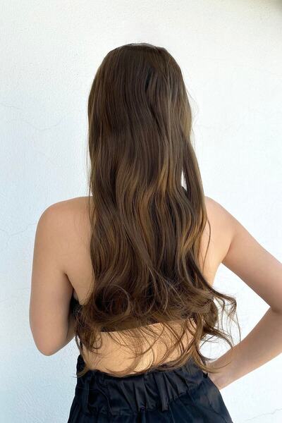 TAKIŞTIR Ανθεκτικά στη θερμότητα Μαλλιά Yarımay Snap - Sh6d- Καφέ Φουντούκι - Κυματιστά - 60 εκ. - 110 γρ. (Pınar)