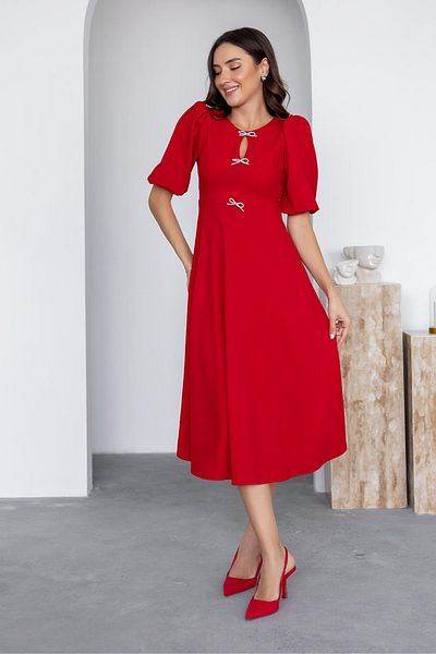 Sorridi Ribbon Detailed Crew Neck Flared Dress