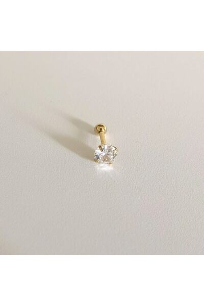 Bylin Takı %100 316 L Cerrahi Çelik Kadın Tek Taş Küpe/ Piercing Küpesi - 1 Adet