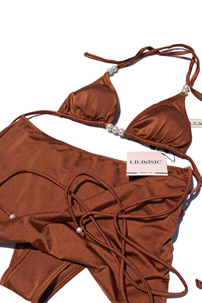 ARONA Lilbasic Incili Taba Üçlü Bikini Takımı