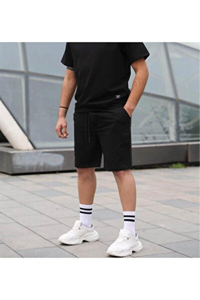 yg ydn giyim Siyah Renk  Rahat Kesim Beli Lastikli Yazlık Yumuşak Kumaş Cepli Şort