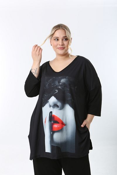 XL Modam Women's Digital Printed Truvacar Sleeve Large Size Tunic