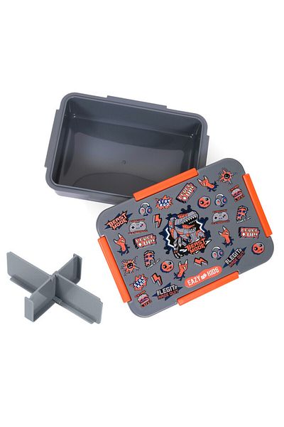 Eazy Kids Eazy Kids 1 / 2 / 3 / 4 Compartment Convertible Bento Lunch Box Dinosaur - Grey 850ml