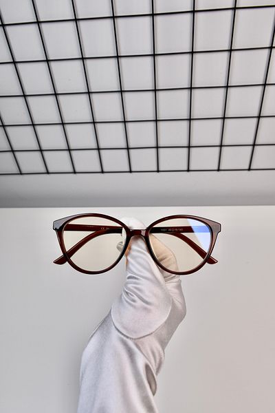 LOOKUP NEW Brown 50 Ekartman Bone Cat Eye Transparent Women Men Blue Light Protection Screen Glasses