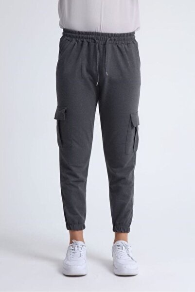 THE WHITE Men's Anthracite Color Rubber Leg Cargo Pocket Sweatpants