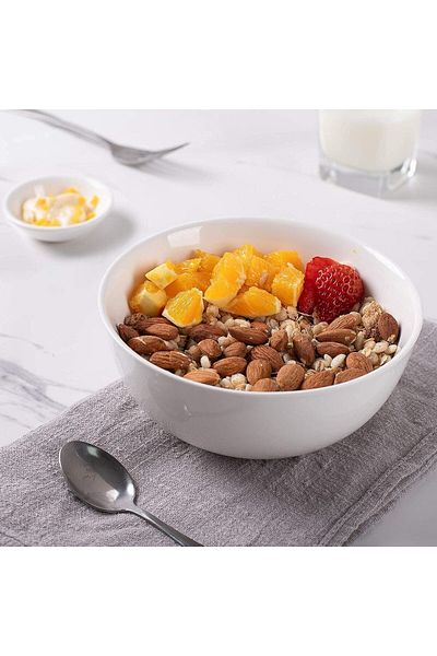 mastergold طقم أوعية خزفية بيضاء مكون من 6 قطع (10 سم) لتقديم السلطة والأرز والحساء والحبوب والمعكرونة ورقائق الذرة