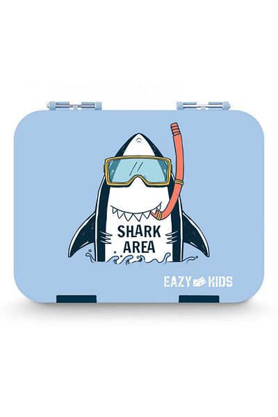 Eazy Kids صندوق غداء بنتو مكون من 4 أقسام - أزرق قرش