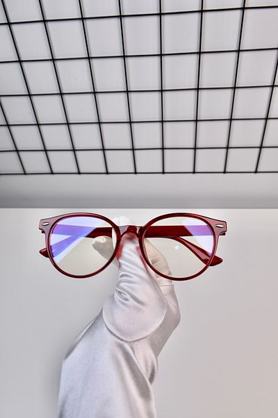 LOOKUP NEW Burgundy Red Round Oval Clear Women's Unisex Blue Light Protection Screen Goggles Glasses