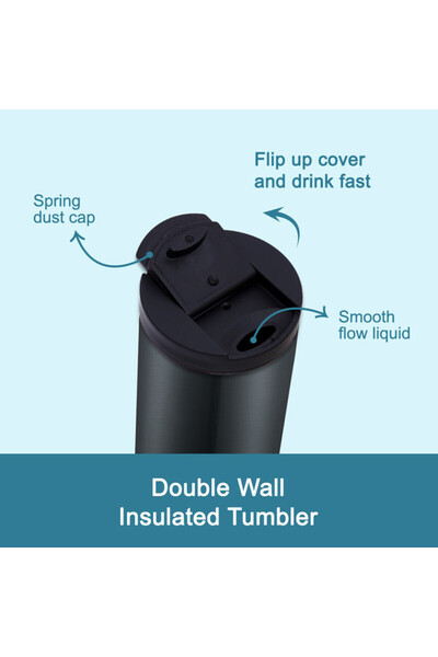 Hydrobrew Double Wall Insulated Tumbler Water Bottle - Black, 400ml