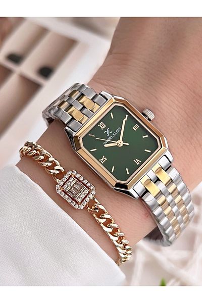 Daniel Klein Vintage Retro 3 Atm Water Resistant Women's Wristwatch and Bracelet Set with Steel Cord - DK 137754