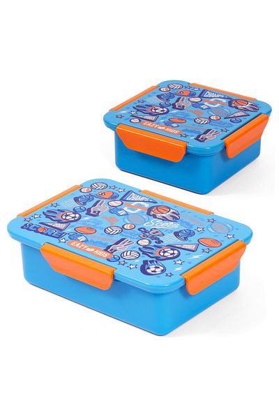 Eazy Kids طقم صندوق غداء، كرة قدم - أزرق