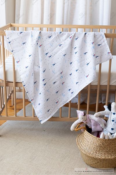 Kamdu 1 Piece 85X100 Sail Patterned 100% Muslin Cotton, Baby Blanket, Children's Blanket