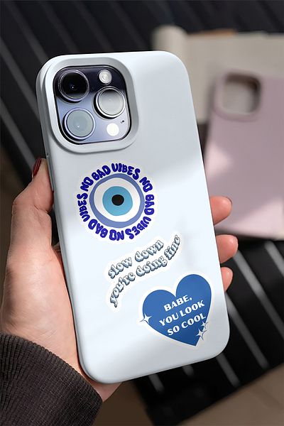 AR Sticker Vsco Blue - مجموعة من 6 ملصقات للكمبيوتر المحمول والكمبيوتر المحمول والكمبيوتر اللوحي