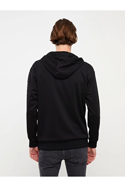 LC Waikiki LCW Casual Siyah Uzun Kollu Baskılı Erkek Hoodie