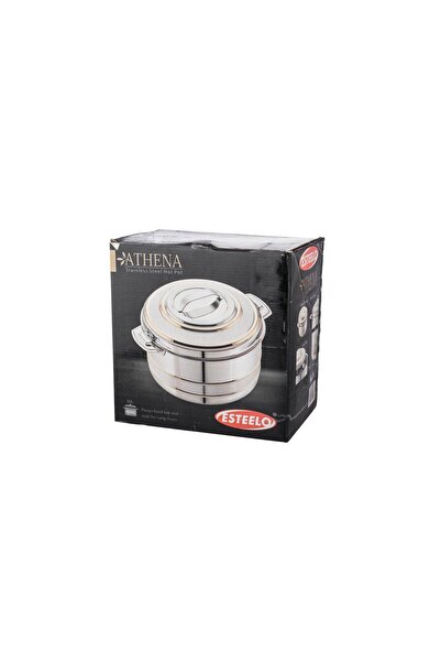 Dania Athena food container, steel and gold,4 liters, made in India