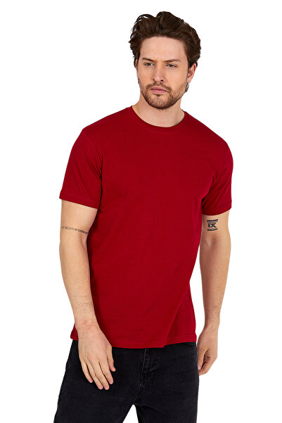 DK DAKSEL Ανδρικό Χακί Πέτρα Navy Blue Red Color Basic Cut Crew Neck 100% βαμβακερό πακέτο μπλουζών 4 τεμαχίων