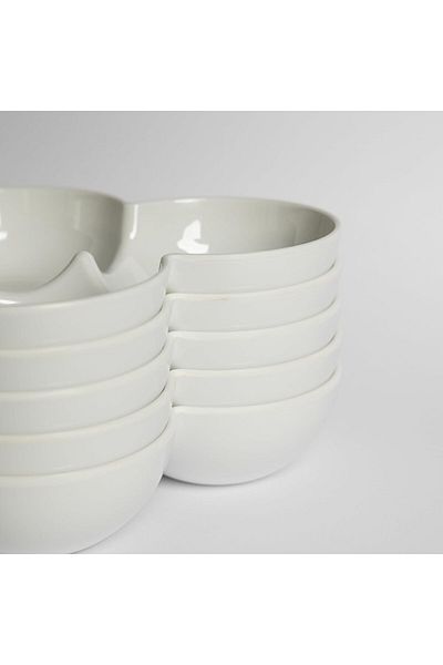 mastergold 6 pcs Melamine Divided Plate with 3 Sections 18cm White for Serving Nuts, Desserts & Sauces