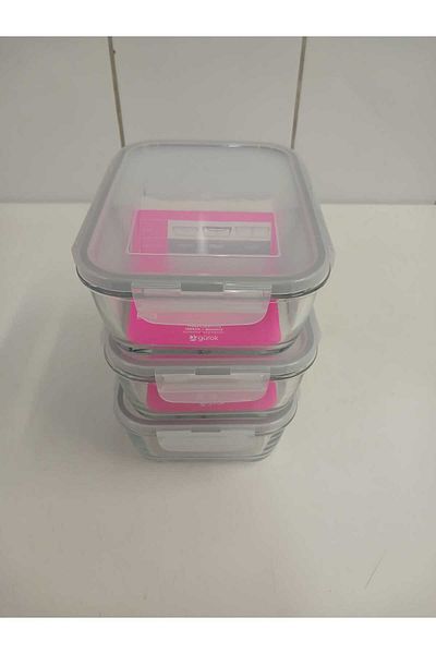 LAV Feyzade Fresco Two Section Ziplock Glass Storage Container Set of 3 1120Cc Rectangular (Frs-297)