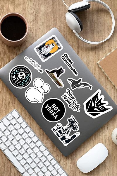 AR Sticker مجموعة ملصقات الكمبيوتر المحمول والكمبيوتر المحمول Vsco باللون الأسود - 13