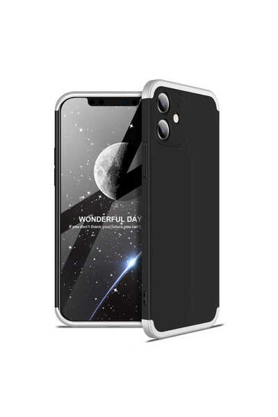 noktaks iPhone 12 Compatible - Case Anti-Fingerprint 3 Piece Ays Cover - Black-Grey - T15828