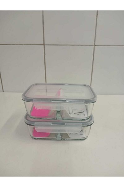 LAV Feyzade Fresco Two Section Ziplock Glass Storage Container Set of 2 1120Cc Rectangular (Frs-297)