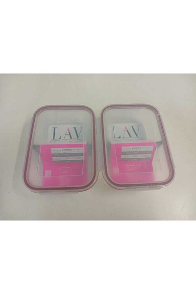 LAV Feyzade Fresco Glass Locked Storage Container Set of 2 1120Cc Rectangular (Frs-297)