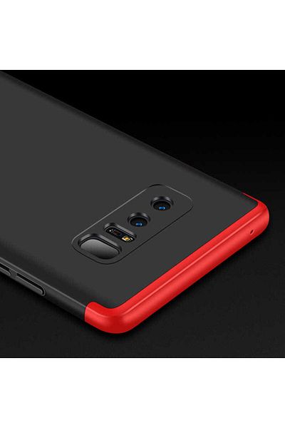 noktaks متوافق مع هاتف Galaxy Note 8 - غطاء 3 قطع مضاد لبصمات الأصابع - أسود-أحمر - T1498