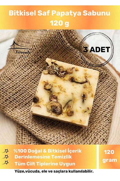 Fernanda Luxury 100% Natural Chamomile Soap Beautifully Scented Hand Face Hair Body Skin Original Herbal 120 g - 3 Pcs