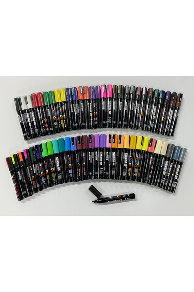 Uni Posca Giant Set of 60 with Stand Gift (49 Different Colors) Pc-5M (1.8-2.5mm) Poska Pc5M Pc - 5m
