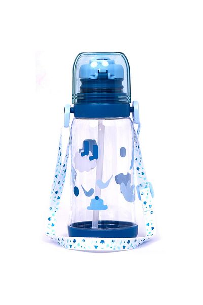 Eazy Kids Water Bottle 600ml wt straw - Blue