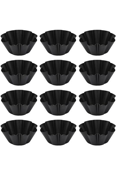 mastergold 12 Pack Carbon Steel Non-Stick Egg Tart Molds ( 7.2 * 2.7cm ) ,Mini Muffin Cake and Pudding Molds