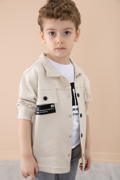 Cansın Mini Cream Pocket Flap Shirt and Jean Pants Boy's 3 Piece Set 20292