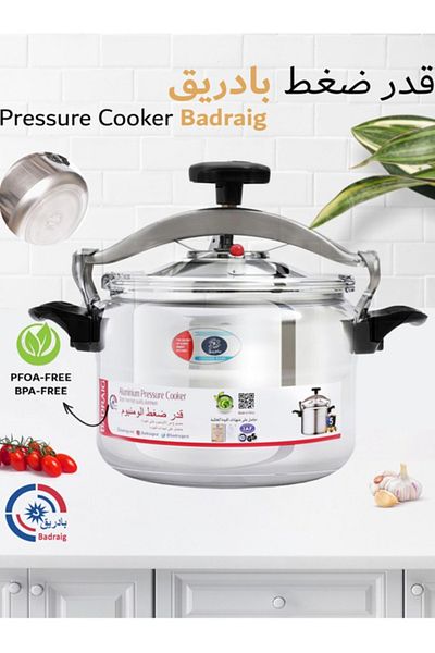 Badraig 5L Silver/Black Aluminum Pressure Cooker