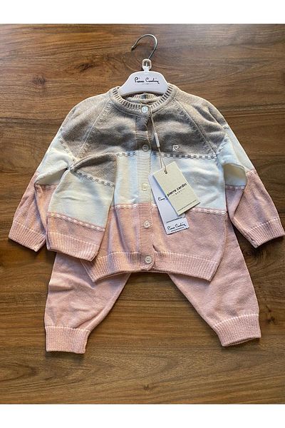 Pierre Cardin 3-Piece Baby Knitwear Set with Colorful Buttoned Pocket Detail