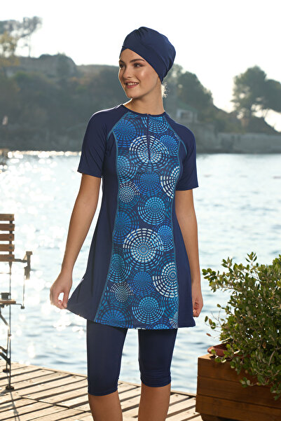 REMSA Μπλε Navy κοντομάνικο ημικαλυμμένο μαγιό - 24824