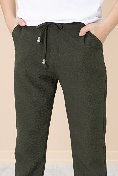 Cansın Mini Haki Duble Paça Erkek Çocuk Jogger Kumaş Pantolon 20054