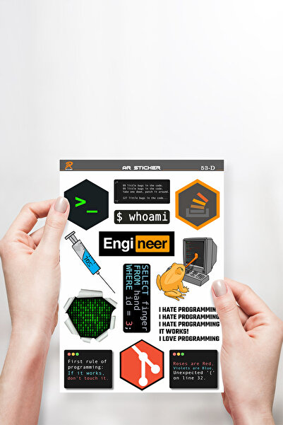 AR Sticker Yazılım & Yazılımcı Temalı Laptop Notebook Tablet Sticker Set 4