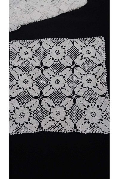 Papatyam Hand Knitted Crochet 6 Pieces Square Napkin (23X23) Lace Set Handcrafted Lace Set/Vintage/Cotton Rope