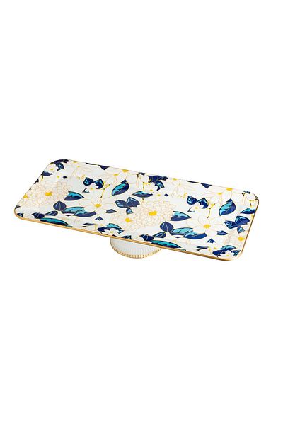HIC Rectangle Glass cake dish with base size 32 cm