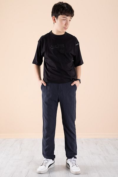 Cansın Mini Navy Blue Boy's Striped Double Leg Jogger Pants 20044