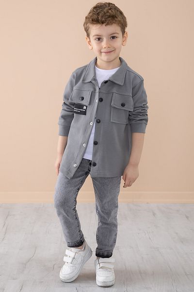 Cansın Mini Smoked Pocket Flap Shirt and Jean Pants Boy's 3-Piece Suit 20291